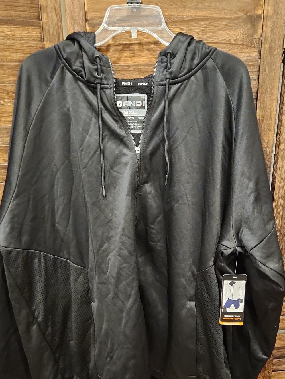 And1 Men's Black Hooded Windbreaker Jacket